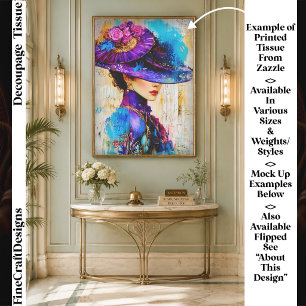 Modern Elegant Mixed Media Portrait FR2R Decoupage Tissue Paper