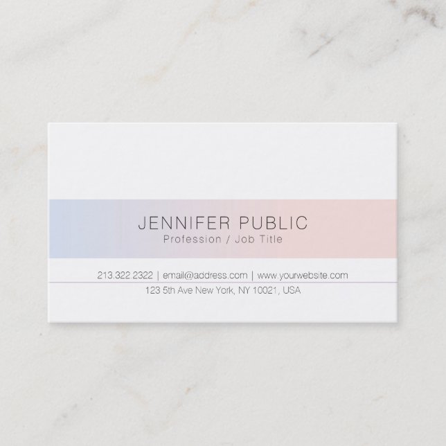 Modern Elegant Modish Colours Minimalist Plain Business Card (Front)
