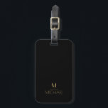 Modern Elegant Monogram  Black & Gold  Luggage Tag<br><div class="desc">Modern Personalised Monogram Black & Gold Art Deco Font,  The template is set up ready for you to customise with your name and initial,  If you would like to change the colour or style of the font click customise further that the end of the template.</div>