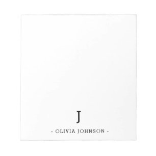 Modern Elegant Monogram Black White Notepad