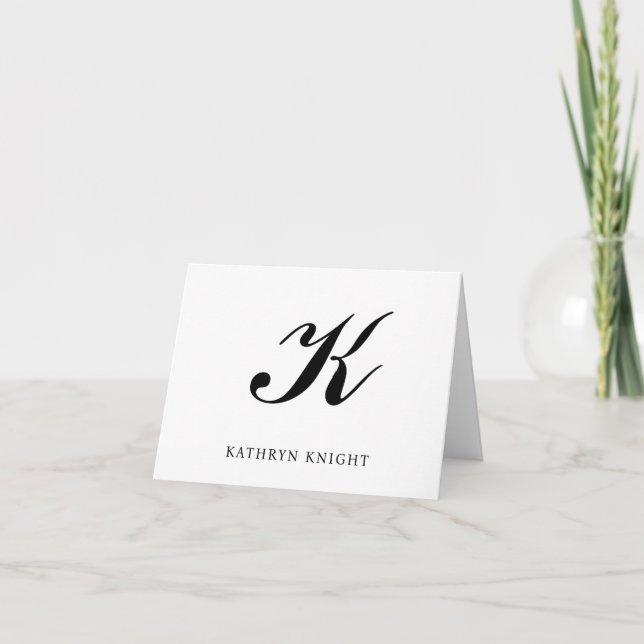 Modern Elegant Monogram Business Thank You Card (Front)