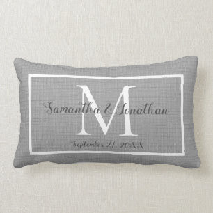 Modern Elegant Monogram Chic Grey Wedding Keepsake Lumbar Cushion