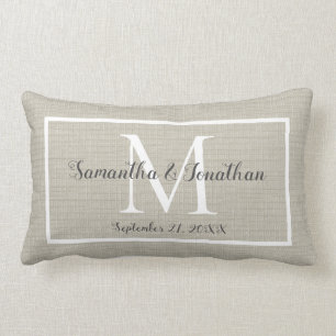Modern Elegant Monogram Chic Wedding Keepsake Lumbar Cushion