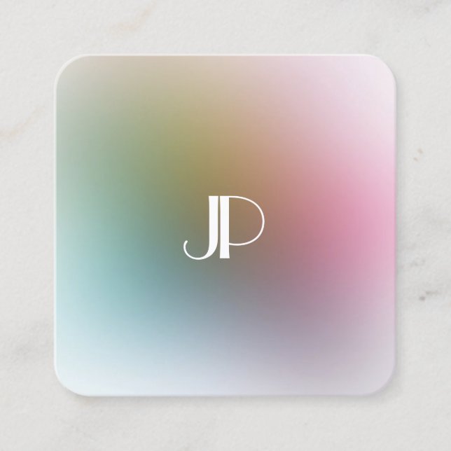 Modern Elegant Monogram Colorful Template Luxury Square Business Card (Front)