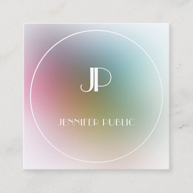 Modern Elegant Monogram Colourful Template Luxury Square Business Card (Front)