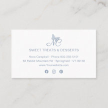 Modern Elegant Monogram Dusty Blue Butterfly