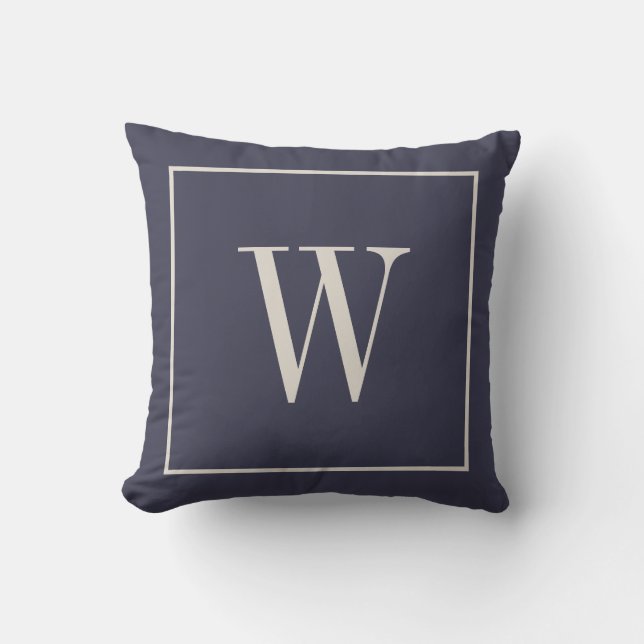 Modern Elegant Monogram Family Initial Blue Chic Cushion (Front)
