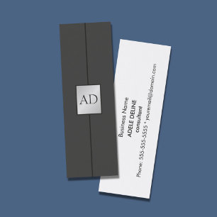 Modern Elegant Monogram Faux Silver Consultant Mini Business Card