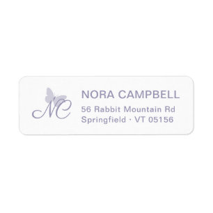 Modern Elegant Monogram Lavender Return Address Label