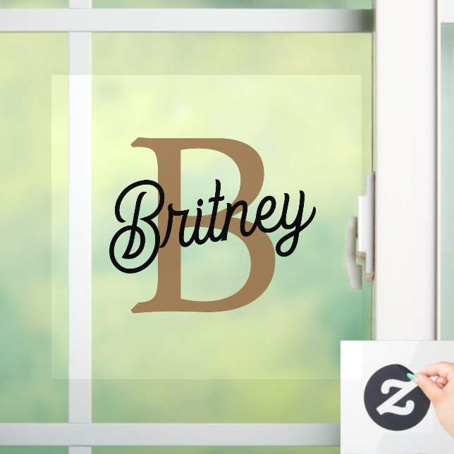 Modern Elegant Monogram Name  Black Gold Script  (Home)