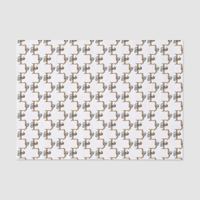 Modern Elegant Monogram Name  Black Gold Script  Tissue Paper (Front)