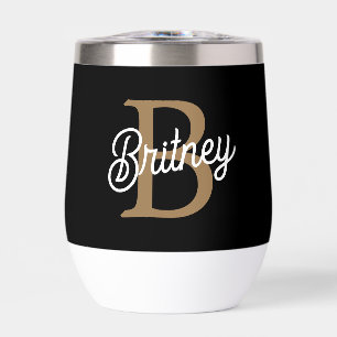 Modern Elegant Monogram Name Black Grey Script