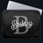 Modern Elegant Monogram Name  Black Grey Script  Laptop Sleeve<br><div class="desc">The Modern Elegant Monogram Name Black Grey Script Laptop Sleeve is a stylish and functional accessory for your tech needs. Featuring a sleek black design with grey script, this laptop sleeve is personalised with an elegant monogram and name. It combines sophisticated aesthetics with practical protection, keeping your laptop safe from...</div>