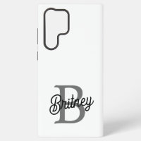 Modern Elegant Monogram Name Black Grey Script