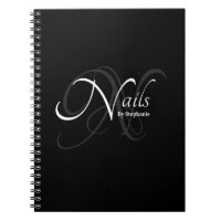 Modern Elegant Monogram Name Nail Artist Black