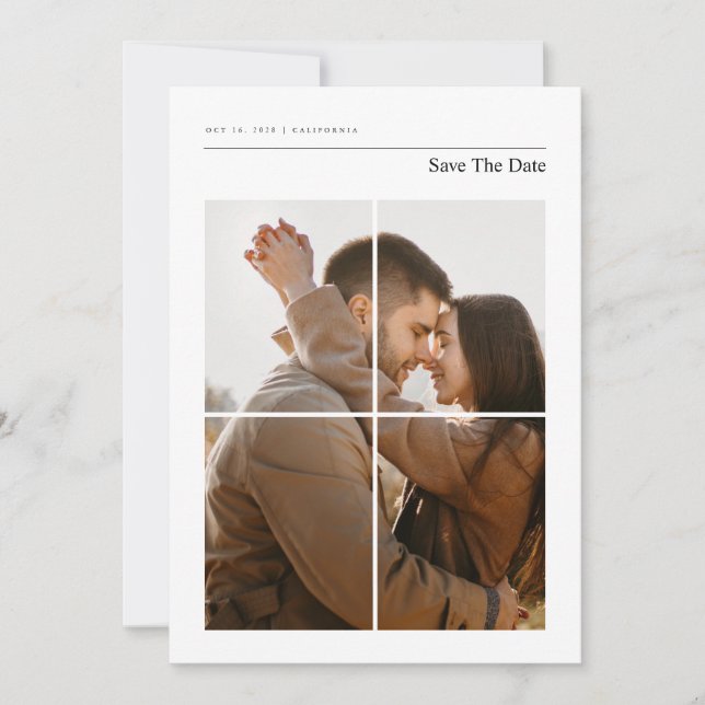 Modern Elegant Monogram Photo Wedding Save The Date (Front)