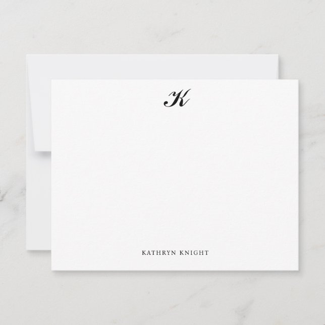 Modern, Elegant Monogram Professional Note Card (Front)
