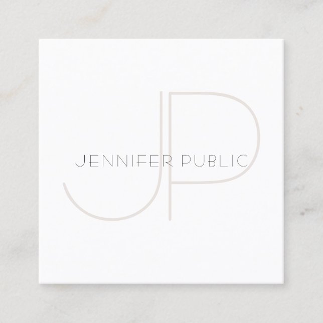 Modern Elegant Monogram Professional Template Top Square Business Card (Front)