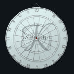 Modern Elegant Monogram Script Aqua Blue Dartboard<br><div class="desc">The elegant design features your initial in a gorgeous calligraphy script with flourishes that wrap around your family name.  Makes a great gift for grandma,  a birthday,  for Mother's Day,  or any other family holiday.</div>