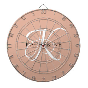 Modern Elegant Monogram Script Blush Pink Dartboard