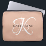 Modern Elegant Monogram Script Blush Pink Laptop Sleeve<br><div class="desc">The elegant design features your initial in a gorgeous calligraphy script with flourishes that wrap around your family name.  Makes a great gift for grandma,  a birthday,  for Mother's Day,  or any other family holiday.</div>