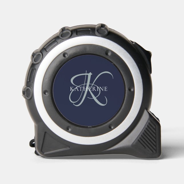 Modern Elegant Monogram Script Navy Blue 1 (Front)