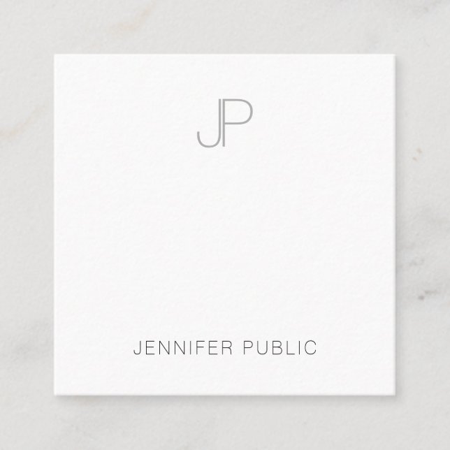 Modern Elegant Monogram Simple Design Template Square Business Card (Front)