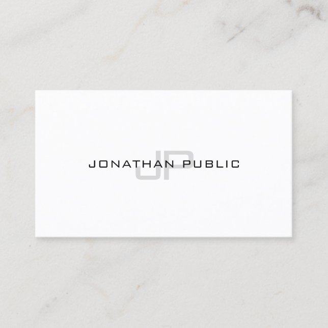 Modern Elegant Monogram Simple Plain Professional Business Card (Front)