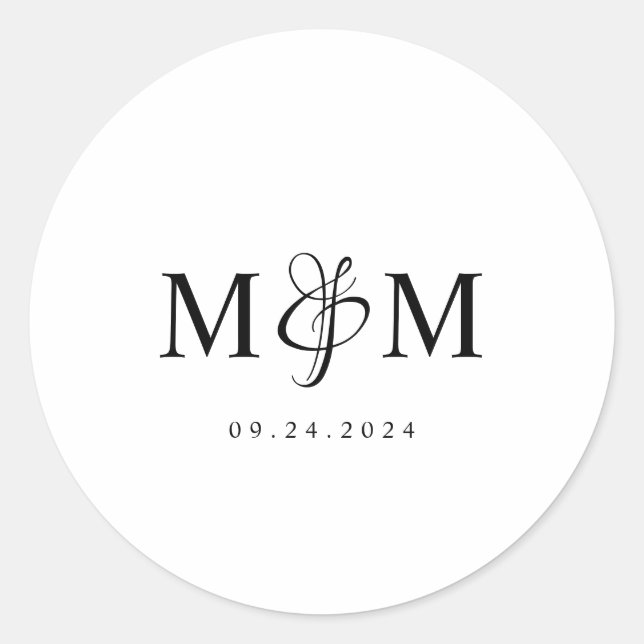 Modern Elegant Monogram Wedding Envelope Seal (Front)