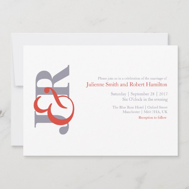 Modern Elegant Monogram Wedding Invitation (Front)