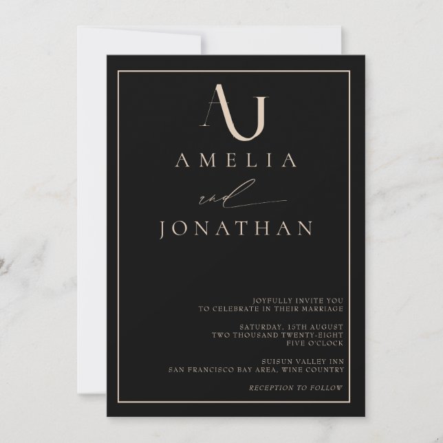 Modern Elegant Monogram Wedding Invitation (Front)