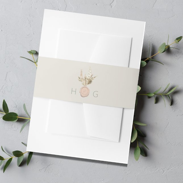 Modern Elegant Monogrammed Beige Wedding Invitation Belly Band (Creator Uploaded)