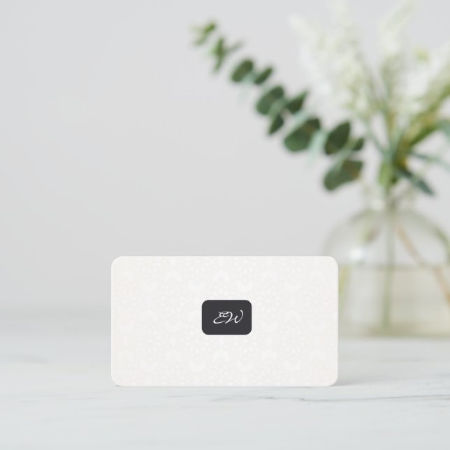 Modern elegant monogrammed QR code business cards (Standing Front)