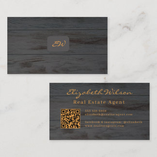 Modern elegant monogrammed QR code business cards