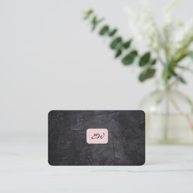Modern elegant monogrammed QR code business cards (Standing Front)