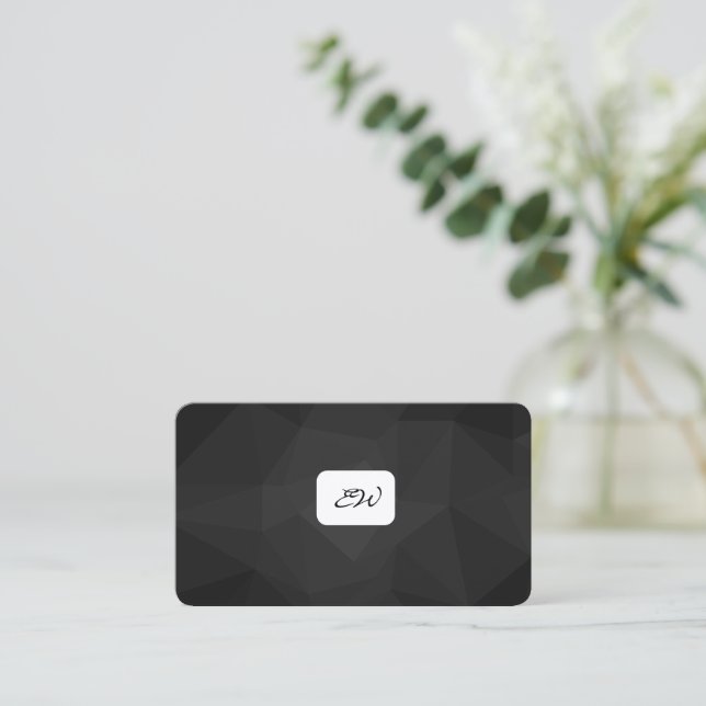 Modern elegant monogrammed QR code business cards (Standing Front)