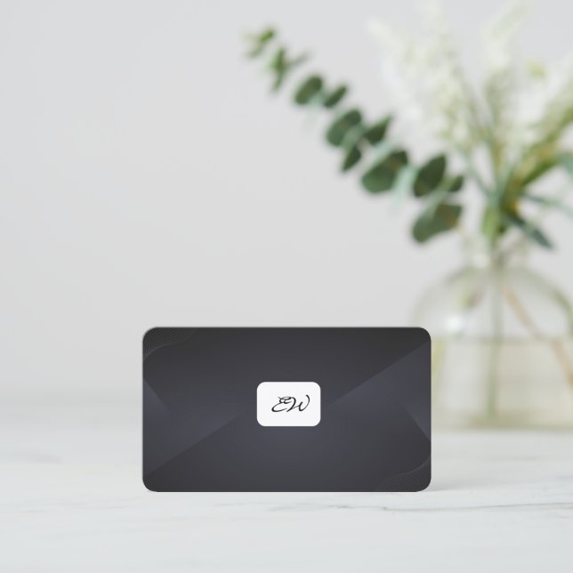 Modern elegant monogrammed QR code business cards (Standing Front)