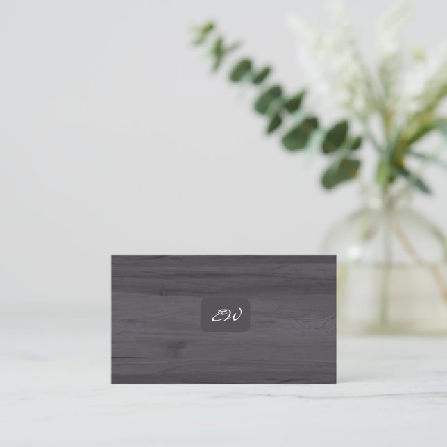 Modern elegant monogrammed QR code business cards (Standing Front)