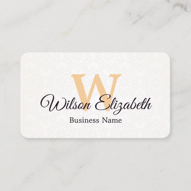 Modern elegant monogrammed QR code business cards (Front)