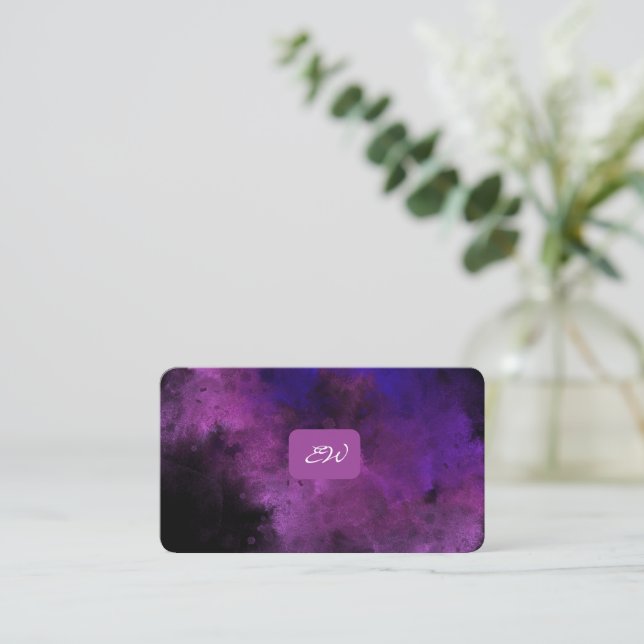 Modern elegant monogrammed QR code business cards (Standing Front)