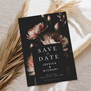 Modern Elegant Moody Floral Minimalist Wedding Save The Date