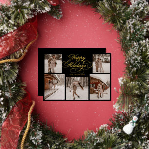 Modern Elegant Multi Photo Collage Christmas Foil Holiday Card