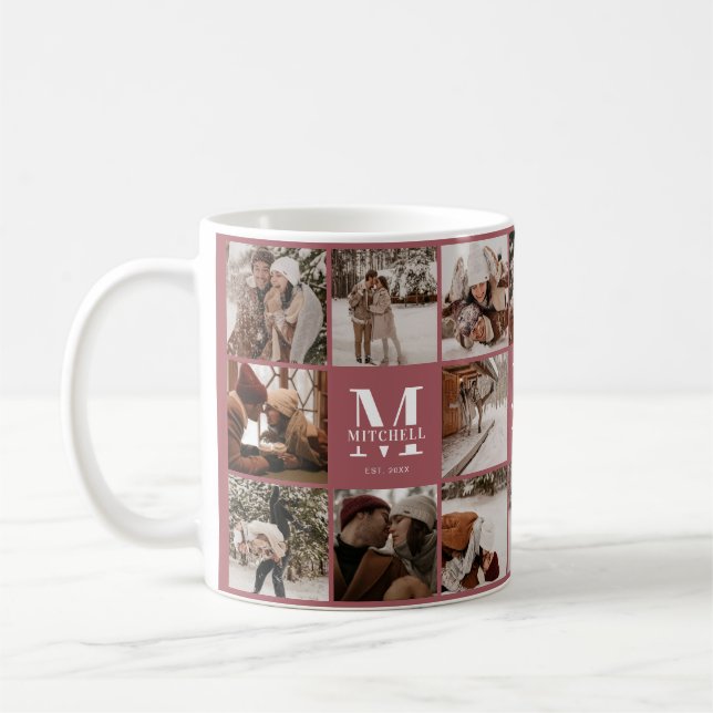 Modern Elegant Multi Photo Collage Cute Keepsake  Coffee Mug (Left)