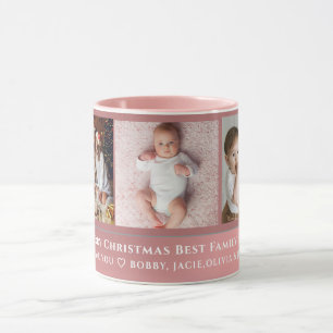 Modern elegant multi photo family merry christmas  mug