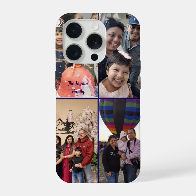 Modern elegant multi photo family stylish  iPhone case (Back)