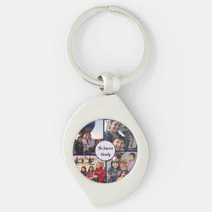 Modern elegant multi photo family stylish  key ring