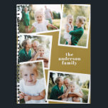 Modern elegant multi photo family stylish mustard notebook<br><div class="desc">Modern elegant multi photo family stylish elegant design. Ideal thoughtful birthday,  Mothers day,  Fathers day,  or Christmas day gift. Mustard colour can be personalised.</div>