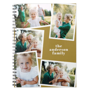Modern elegant multi photo family stylish mustard notebook