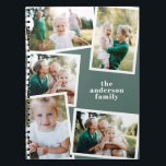 Modern elegant multi photo family stylish sage notebook<br><div class="desc">Modern elegant multi photo family stylish elegant design. Ideal thoughtful birthday,  Mothers day,  Fathers day,  or Christmas day gift. Sage green colour can be personalised.</div>