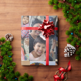 Modern elegant multi photo family stylish wrapping paper